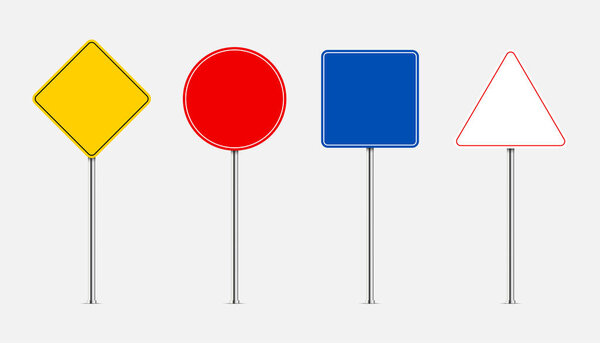 illustration of road warning sign isolated. realistic blank traffic regulatory template. Vector illustration