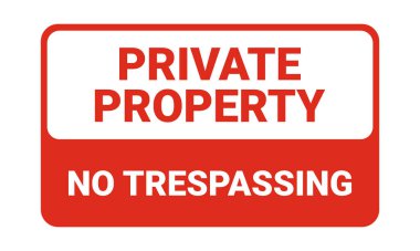 Beyaz üzerinde özel mülk işareti var. Vektör illüstrasyonu