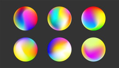  Rengarenk küreler kümesi. Vektör illüstrasyonu