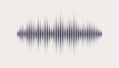 Yarım tonlu ses dalgası. Ses dalgası tayfı. Beyaz arkaplanda soyut noktalı süs