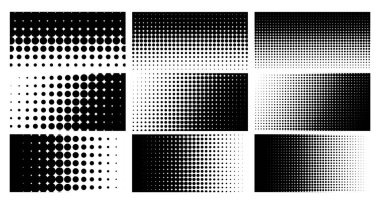 Yarım tonluk noktalar ayarlandı. Noktalı geometrik model arka plan. Vektör illüstrasyonu