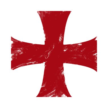 Şövalyeler Tapınak Haçı. Grunge dokusu. Vektör illüstrasyonu