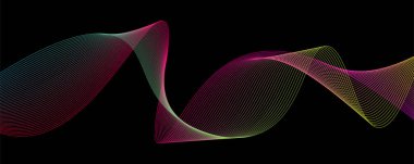 Karanlık bir arka planda renkli hareket ses dalgası. Vektör illüstrasyonu