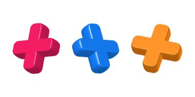 3D artı izole edilmiş semboller. Vektör illüstrasyonu