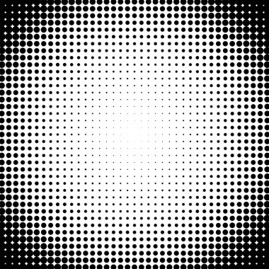Yarım ton daire çerçeve. Yarım tonlu noktalar dokusu. Vektör illüstrasyonu