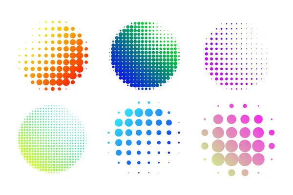 Colorful Gradient Halftone Circles Set Vector Illustration — Wektor stockowy