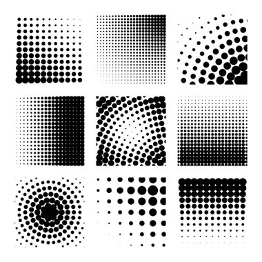 Soyut yarı tonlu tasarım öğeleri kümesi. Vektör çizim