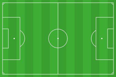 Futbol sahasının en üst görüntüsü. Vektör illüstrasyonu