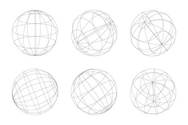 Küre ızgara küreleri. Üç boyutlu küreler kablo çerçevesi. Vektör illüstrasyonu