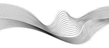 siyah ve beyaz dalgalı çizgili tasarım. Vektör illüstrasyonu