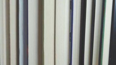 Kitap satırları. Eski kitaplar istiflenmiş. Yüksek kalite 4k görüntü