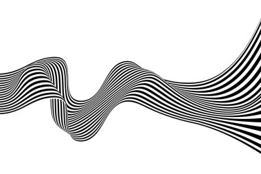 siyah ve beyaz dalgalı çizgili tasarım. Vektör illüstrasyonu