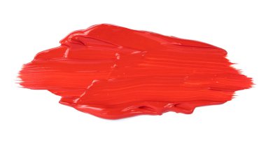 Beyaz arka planda izole edilmiş kırmızı akrilik fırça darbesi. Yüksek kaliteli illüstrasyon