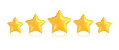 Üst üste dizilmiş beş sarı yıldız. Vektör illüstrasyonu