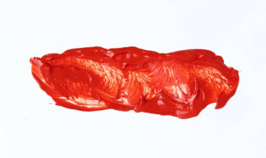 Beyaz arka planda kırmızı boya lekesi. Yüksek kalite fotoğraf