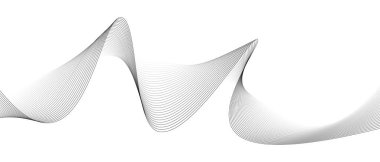Beyaz arkaplanı olan bir dalganın siyah ve beyaz eğimli çizgileri. Vektör illüstrasyonu