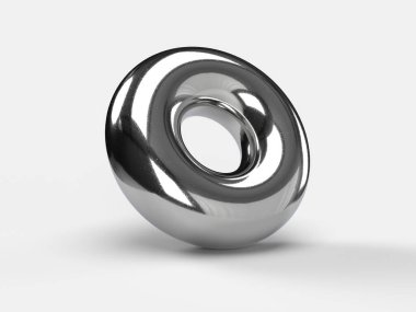 Gölgeyle izole edilmiş metal torus sembolü. 3d illüstrasyon