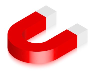 Beyaz üzerine kırmızı bir at nalı mıknatısı. Vektör illüstrasyonu