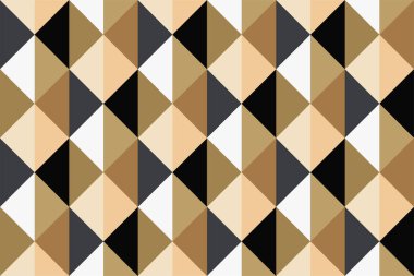 Altın ve siyah üçgen ve karelerin kusursuz desenleri. Vektör illüstrasyonu