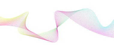 Dinamik dalga çizgileri tasarım elementi. Geleceğin renkli ses dalgaları. Vektör illüstrasyonu