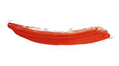 Canlı kırmızı bir boya, beyaz bir tuval üzerinde zarif bir şekilde kıvrılarak sanatsal ifade ve renk kontrastı gösterir.