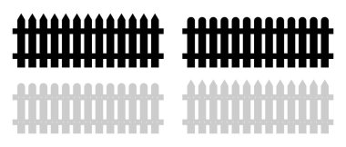 Siyah ve gri renkte iki basit çit tasarımı. Vektör illüstrasyonu
