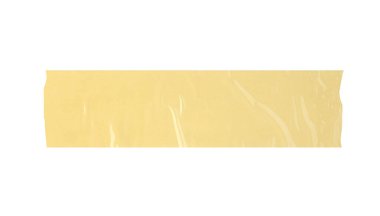 Sarı yapıştırıcı bant beyaz bir arkaplanda izole edilmiş.