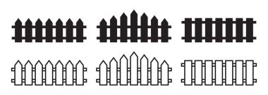 Siyah-beyaz tarzında çit tasarımı varyasyonları. Vektör illüstrasyonu