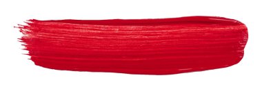 Beyaz arka planda canlı bir kırmızı fırça darbesi. Vektör illüstrasyonu