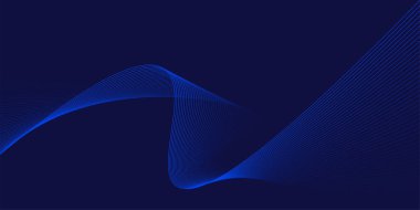 Koyu mavi arka plana karşı mavi dalga soyut bir tasarım. Vektör illüstrasyonu