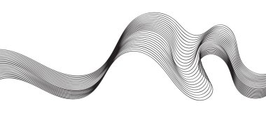 Kavisli çizgiler beyaz bir arkaplan boyunca akarak soyut bir tasarım oluşturur. Vektör illüstrasyonu