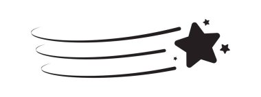 Kuyruk çizgileri olan yıldız silueti tasarımı kayıyor. Vektör illüstrasyonu