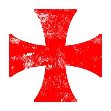 Kırmızı Vintage tarzı şövalyeler templar cross. Vektör illüstrasyonu