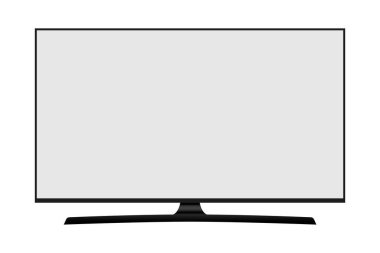 4K TV düz ekran lcd veya eski, plazma, gerçekçi illüstrasyon, beyaz boş ekran maketi. geniş düz ekran monitörü