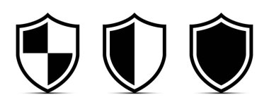 Kalkan simgeleri izole edildi. Vektör illüstrasyonu