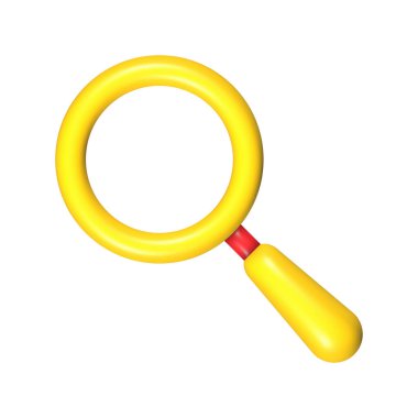 Üç boyutlu sarı büyüteç. Vektör illüstrasyonu