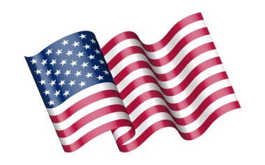 ABD dalgalı bayrak ikonu izole edildi. Vektör illüstrasyonu