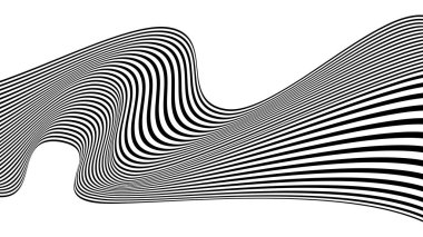 Siyah ve beyaz dalgalı çizgi deseni. Vektör illüstrasyonu