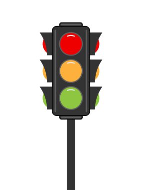 Sokak Trafik Işığı beyaz arka planda izole edildi. Vektör illüstrasyonu