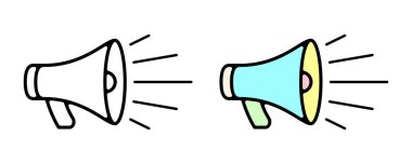 Asgari megafon simgeleri izole edildi. Vektör çizimi. Vektör illüstrasyonu