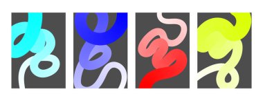 Soyut poster arkaplan seti. Kapaklar, afişler, posterler, broşürler, el ilanları için modern tasarım şablonu. Vektör illüstrasyonu