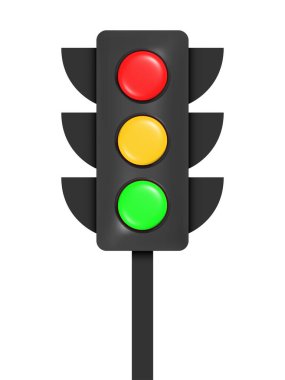 Sokak Trafik Işığı beyaz arka planda izole edildi. Vektör illüstrasyonu
