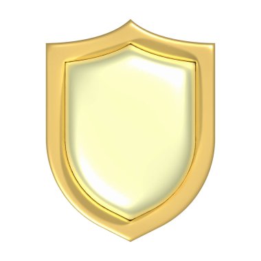 Metalik kalkan simgesi beyaza izole edildi. Vektör illüstrasyonu