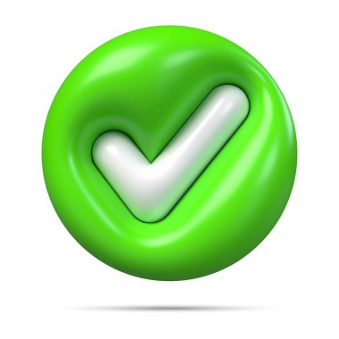 3D yeşil işaret işareti izole edildi. Vektör illüstrasyonu