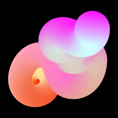 Siyah arkaplanda renkli soyut kıvrımlı şekil. Vektör illüstrasyonu