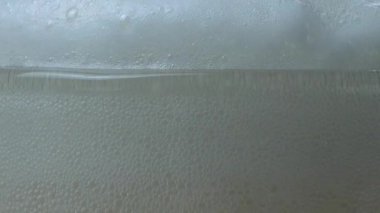 Soğuk bir bardak biranın içinde kabarcıklar yükseliyor. Yüksek kalite 4k görüntü