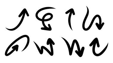 Çeşitli el yapımı oklar yönünü ve hareketini yaratıcı bir şekilde gösteriyor.