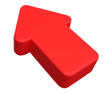 kırmızı 3D fare işaretçisi. Ok izole. Vektör illüstrasyonu