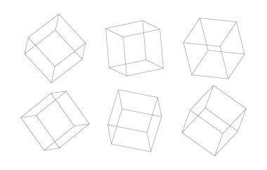 3D kablo kare küpleri izole edildi. Vektör illüstrasyonu