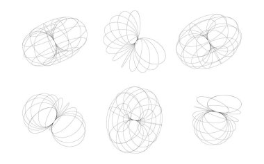 Geometrik kablo şekilleri. Perspektif şebekeleri. Vektör illüstrasyonu